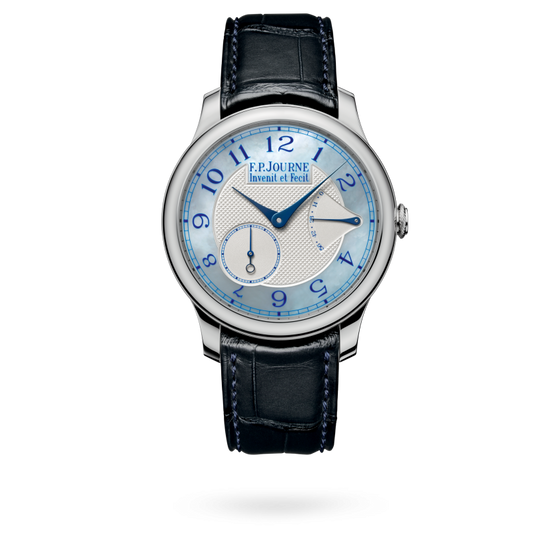 F.P. Journe Boutique Chronomètre Souverain Platinum 40 MM - Blue Leather Strap - Blue Mother Of Pearl Dial - Chronomètre Souverain Nacre nyc watcher nyc watches