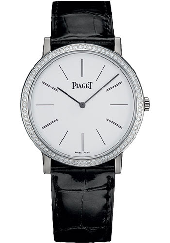 Piaget Altiplano - White Gold 38 MM - Black Leather Strap - Diamond Bezel - White Dial - G0A29165