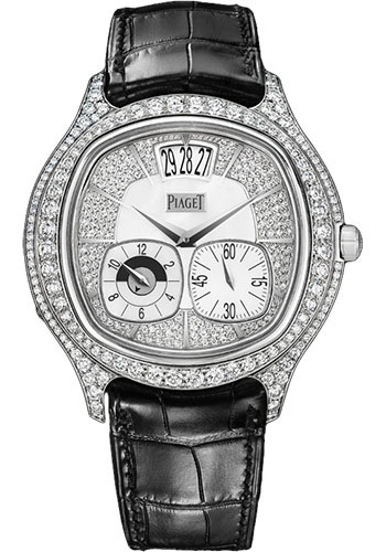 Piaget Polo - White Gold 42 MM - Black Leather Strap - Diamond Bezel - Diamond Dial - G0A32018