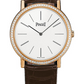 Piaget Altiplano - Rose Gold 38 MM - Brown Leather Strap - Diamond Bezel - White Dial - G0A36125