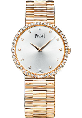 Piaget Altiplano Traditional - Rose Gold 34 MM - Rose Gold Bracelet - Diamond Bezel - Silvered Dial - G0A37046