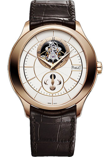 Piaget Gouverneur Tourbillon  - Rose Gold 43 MM - Brown Leather Strap - Silvered Dial - G0A37114