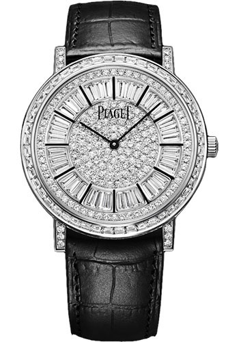 Piaget Altiplano - White Gold 41 MM - Black Leather Strap - Diamond Bezel - Diamond Dial  - G0A37128