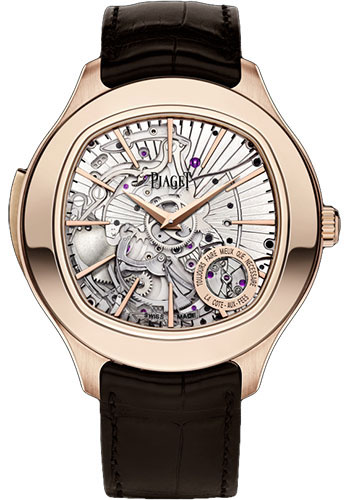 Piaget Polo - Rose Gold 48 MM - Brown Leather Strap - Skeleton Dial - G0A38019