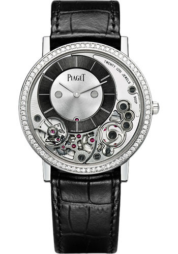 Piaget Altiplano - White Gold 38 MM - Black Leather Strap - Diamond Bezel - Grey Skeleton Dial - G0A39112