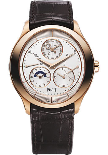 Piaget Polo - Rose Gold 43 MM - Brown Leather Strap - White Dial - G0A40018