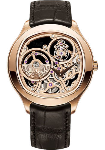 Piaget Polo - Rose Gold 46.5 MM - Brown Leather Strap - Skeleton Dial - G0A40042