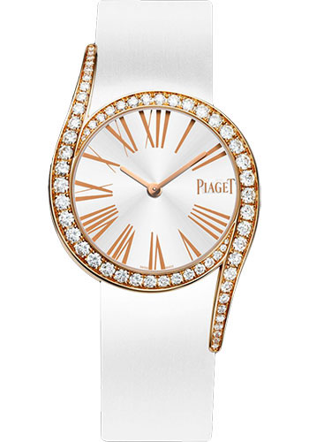 Piaget Limelight Gala - Rose Gold 32 MM - White Leather Strap - Diamond Bezel - Silver Dial - G0A41181