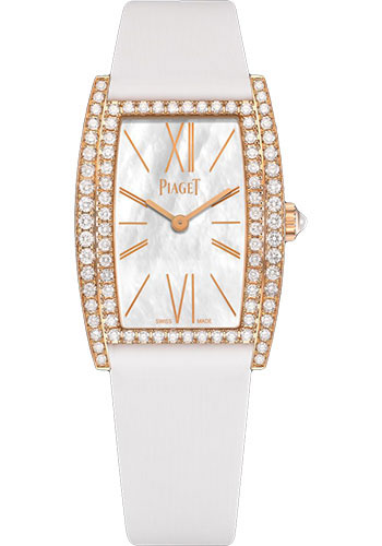 Piaget Limelight High Jewellery - Rose Gold 27 x 38 MM - White Satin Strap - Diamond Bezel - White Dial - G0A41197