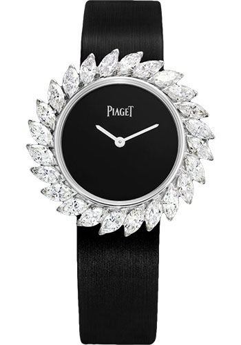 Piaget Limelight High Jewellery - White Gold 31 MM - Black Satin Strap - Diamond Bezel - Black Dial - G0A41252