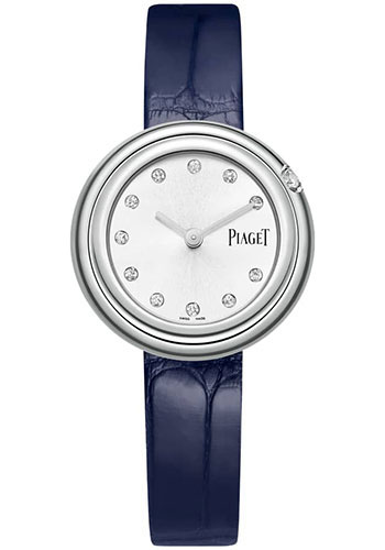 Piaget Possession - Stainless Steel 29 MM - Blue Leather Strap - Silvered Dial - G0A43080