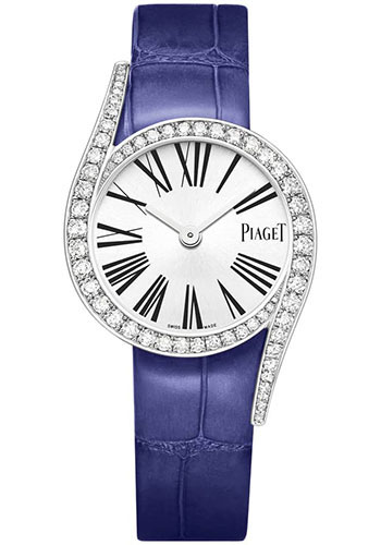 Piaget Limelight Gala - White Gold 26 MM - Blue Leather Strap - Diamond Bezel - Silvered Dial - G0A43150