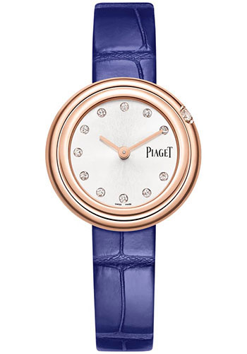 Piaget Possession - Rose Gold 29 MM - Blue Leather Strap - Silvered Dial - G0A44081