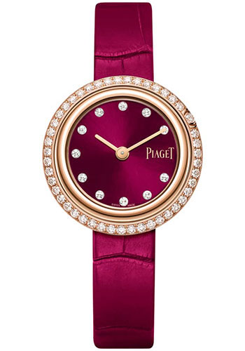 Piaget Possession - Rose Gold 29 MM - Pink Leather Strap - Diamond Bezel - Pink Dial - G0A44086