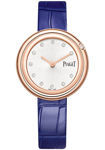 Piaget Possession - Rose Gold 34 MM - Blue Leather Strap - Silvered Dial - G0A45082