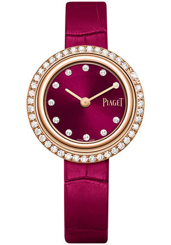 Piaget Possession - Rose Gold 34 MM - Pink Leather Strap - Diamond Bezel - Pink Dial - G0A44096