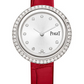 Piaget Possession - White Gold 34 MM - Red Leather Strap - Diamond Bezel - Silvered Dial - G0A44294