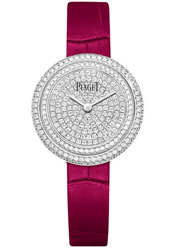 Piaget Possession - White Gold 29 MM - Red Leather Strap - Diamond Bezel - Diamond-Paved Dial - G0A44298