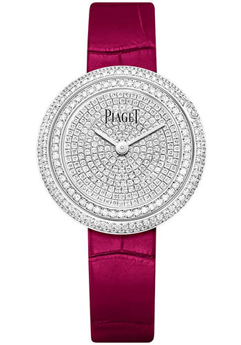 Piaget Possession - White Gold 34 MM - Pink Leather Strap - Diamond Bezel - Diamond-Paved Dial - G0A44299