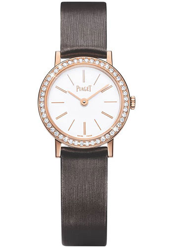 Piaget Altiplano - Rose Gold 24 MM - Brown Satin Strap - Diamond Bezel - White Dial - G0A44534