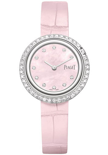 Piaget Possession - White Gold 29 MM - Pink Leather Strap - Diamond Bezel - Pink Dial - G0A45064