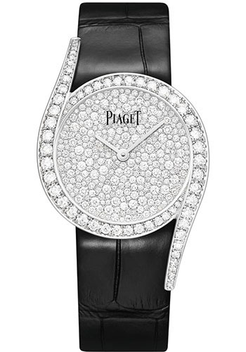 Piaget Limelight Gala - White Gold 32 MM - Black Leather Strap - Diamond Bezel - Snow Set Dial - G0A45362