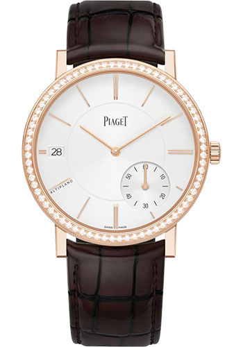 Piaget Altiplano - Rose Gold 40 MM - Brown Leather Strap - Diamond Bezel - Silvered Dial - G0A45401