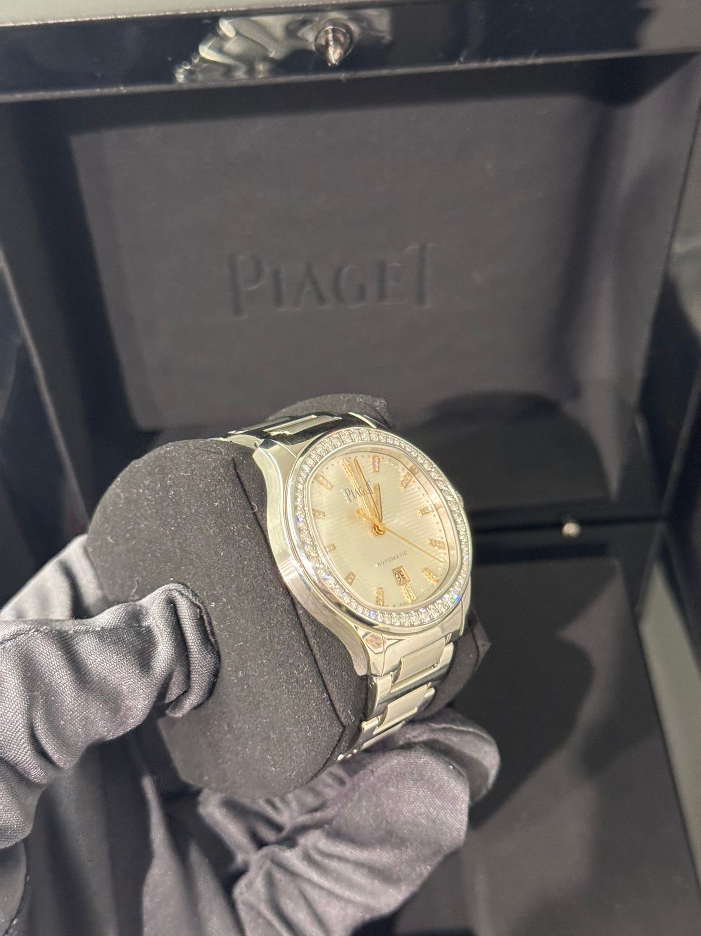 Piaget Polo - Stainless Steel Diamond 36 MM - Stainless Steel Bracelet - White Dial - Diamond Bezel - G0A46019