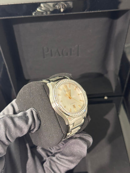 Piaget Polo - Stainless Steel Diamond 36 MM - Stainless Steel Bracelet - White Dial - Diamond Bezel - G0A46019