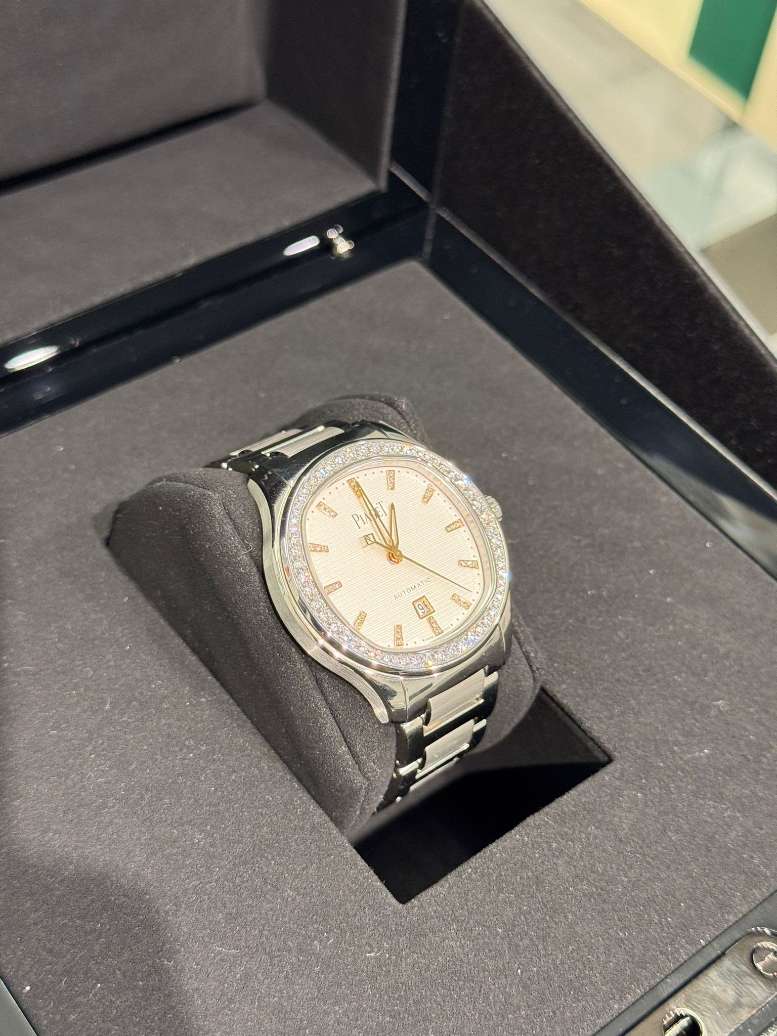 Piaget Polo - Stainless Steel Diamond 36 MM - Stainless Steel Bracelet - White Dial - Diamond Bezel - G0A46019