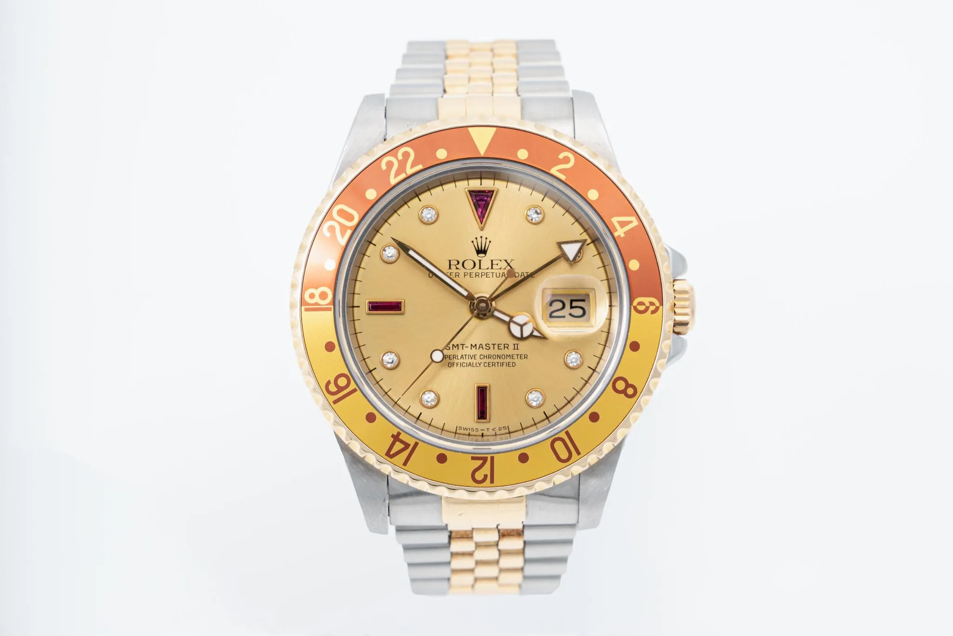 Rolex GMT-Master II - 40MM - Steel & Yellow Gold - Champagne Serti Dial - 16713chsj