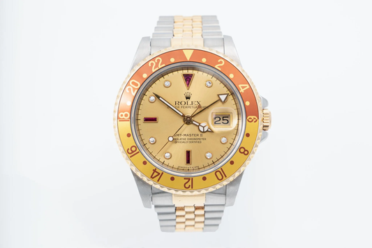 Rolex GMT-Master II - 40MM - Steel & Yellow Gold - Champagne Serti Dial - 16713chsj