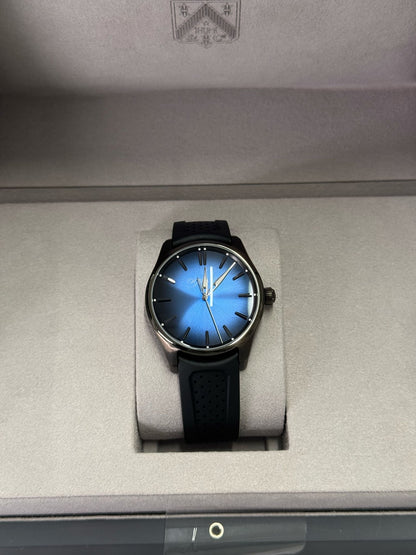 H. Moser & Cie Pioneer Centre Seconds Coated Stainless Steel 43 MM - Black Rubber Strap - Blue Dial - Black Rubber Strap 3200-1205