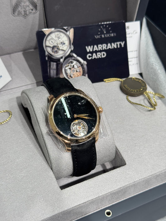 H. Moser & Cie Endeavour Tourbillon - 40 MM - Rose Gold - Black Dial - Leather Bracelet - 1804-0403