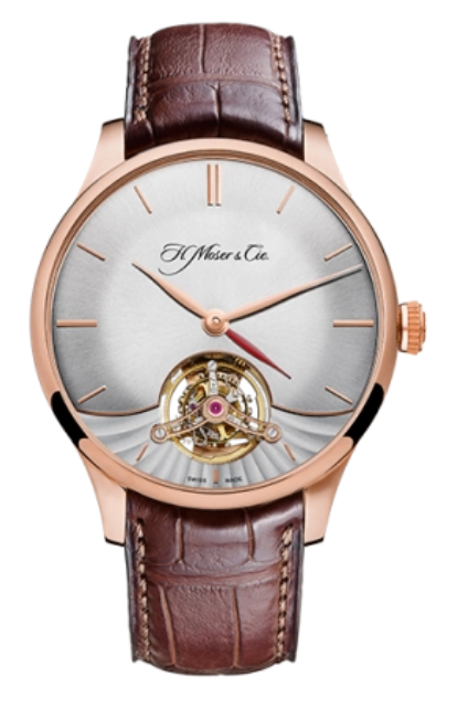 H. Moser &amp; Cie Venturer Tourbillon Dual Time - 41.5 MM - Rose Gold - Silver Dial - Leather Bracelet - 2802-0401