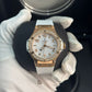 Hublot - Big Bang - 38 MM - Yellow Gold and Diamonds - White Dial - White Rubber Strap - Diamond Bezel - 361.PE.2010.RW.1704
