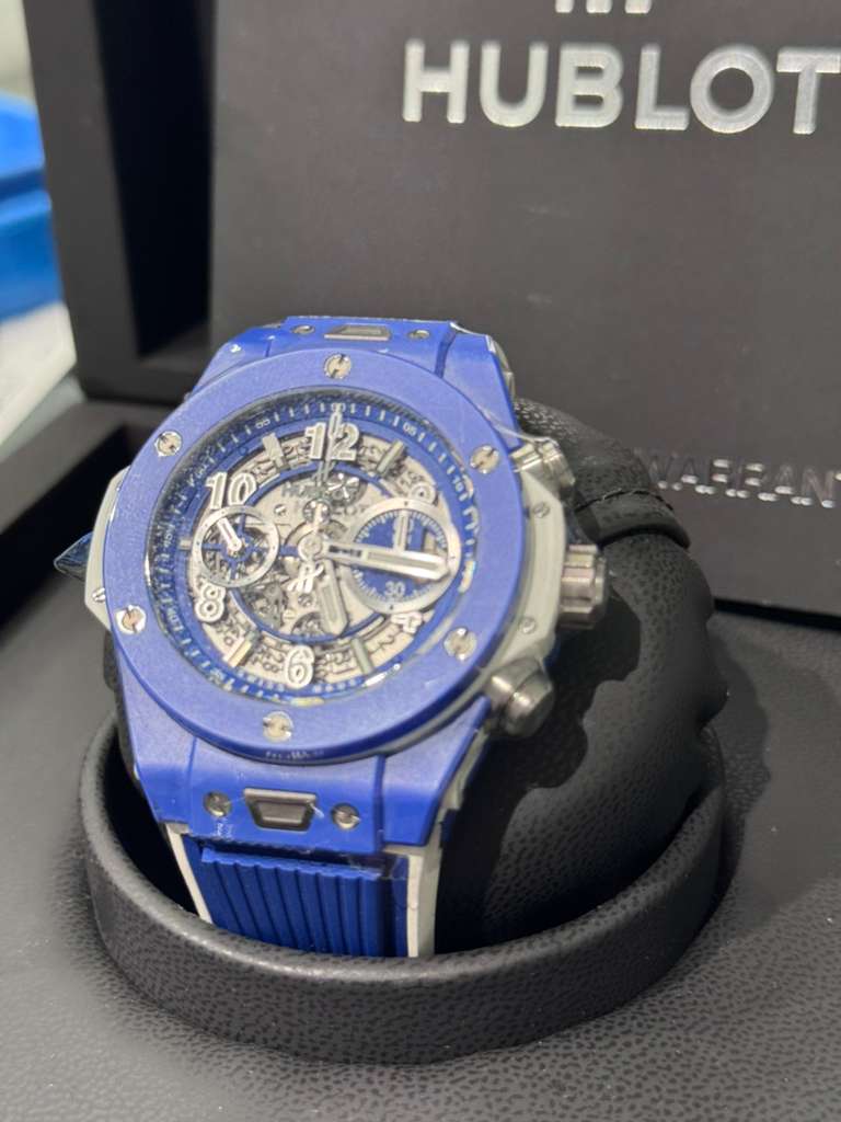 Hublot - Big Bang Cannes & St. Tropez - 45 MM - Blue Ceramic - Skeleton Blue Dial - White and Blue Rubber Strap - Limited Edition - 411.EX.5129.RX