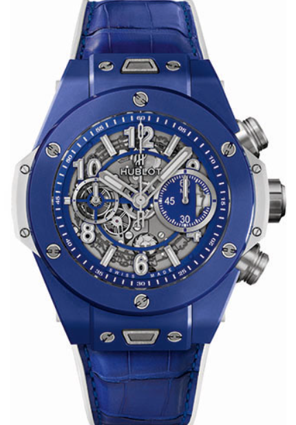 Hublot - Big Bang Cannes &amp; St. Tropez - 45 MM - Blue Ceramic - Skeleton Blue Dial - White and Blue Rubber Strap - Limited Edition - 411.EX.5129.RX