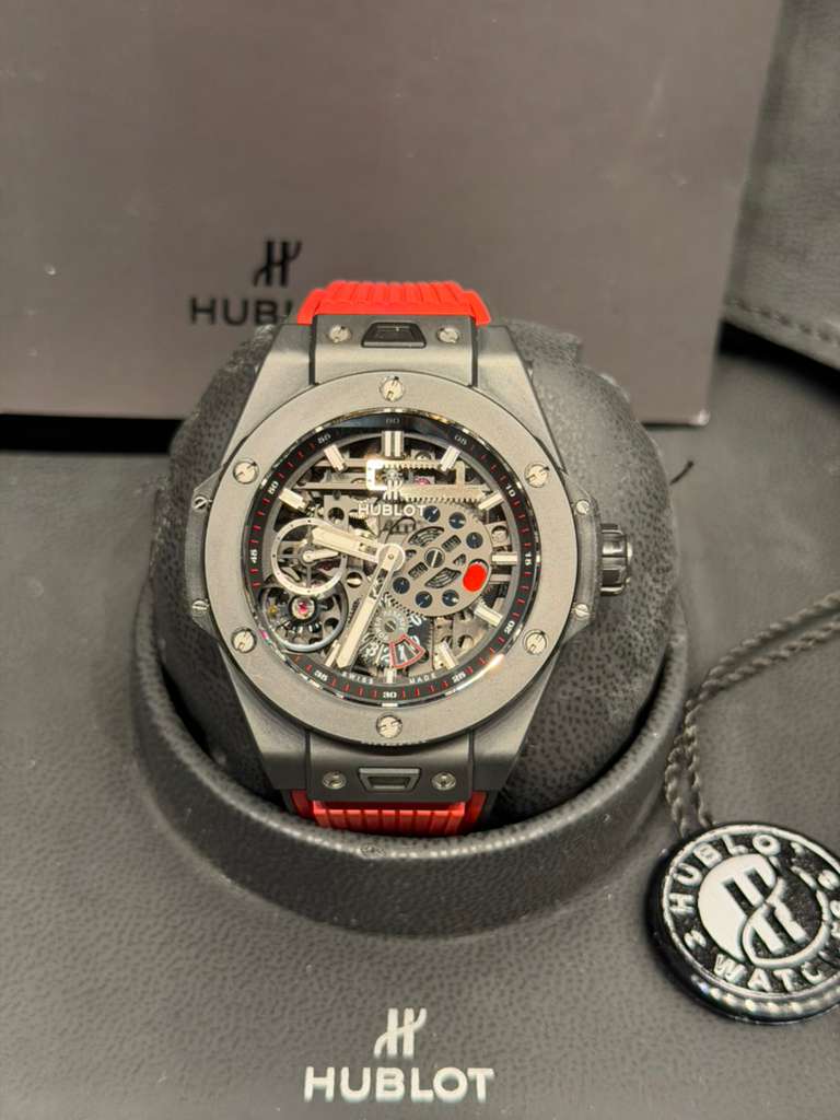 Hublot Big Bang MECA Black Ceramic - 45 MM - Black Rubber Strap - Skeleton Dial - 414.CI.1123.RX