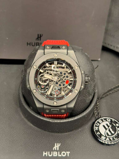 Hublot Big Bang MECA Black Ceramic - 45 MM - Black Rubber Strap - Skeleton Dial - 414.CI.1123.RX