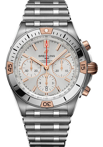 Breitling Chronomat Stainless Steel and Rose Gold 42 MM - Stainless Steel Bracelet - Silver Dial - IB0134101G1A1