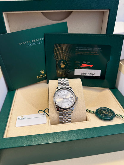 Rolex Steel and White Gold Datejust - 31 MM - Jubilee Bracelet - Fluted Bezel - Silver Index Dial - 278274-0012