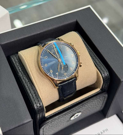 IWC Portugieser Chronograph - Rose Gold - 41 MM - Blue Dial - IW371614