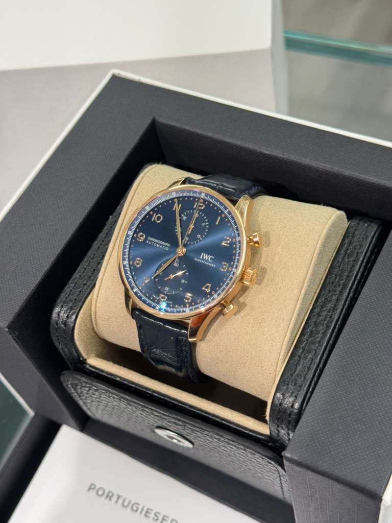 IWC Portugieser Chronograph - Rose Gold - 41 MM - Blue Dial - IW371614