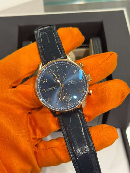 IWC Portugieser Chronograph - Rose Gold - 41 MM - Blue Dial - IW371614