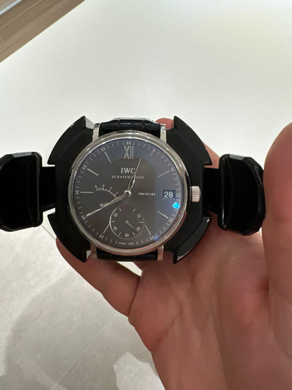 IWC Portofino Hand-Wound Eight Days Watch - 45 mm - Stainless Steel - Slate-Grey Dial - Black Alligator Strap - IW510115