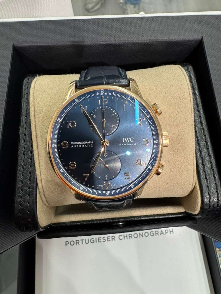IWC Portugieser Chronograph - Rose Gold - 41 MM - Blue Dial - IW371614