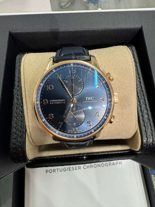 IWC Portugieser Chronograph - Rose Gold - 41 MM - Blue Dial - IW371614
