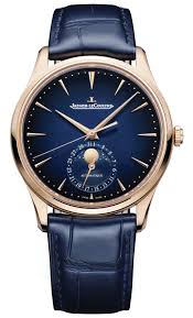 JLC - Master Ultra Thin Moon - 39 MM - 18k Pink Gold - Blue Dial - Deep Blue Alligator Leather Strap - JLC Q1362580