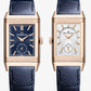 JLC - Reverso Tribute Duoface Small Seconds - 47 MM x 28.3 MM - Pink Gold - Blue/Silvered Dial - Blue Strap - JLC Q3982590